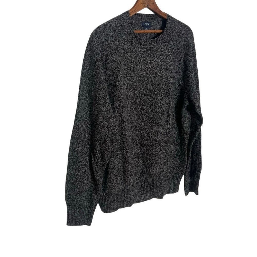 J. Crew Lambswool Blend Marled Crewneck Pullover Sweater Charcoal Gray Sz Large - Picture 3 of 8